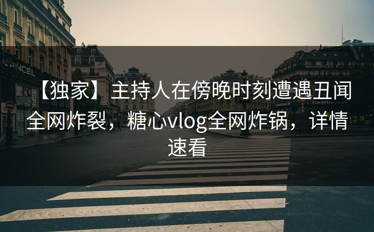 【独家】主持人在傍晚时刻遭遇丑闻 全网炸裂，糖心vlog全网炸锅，详情速看